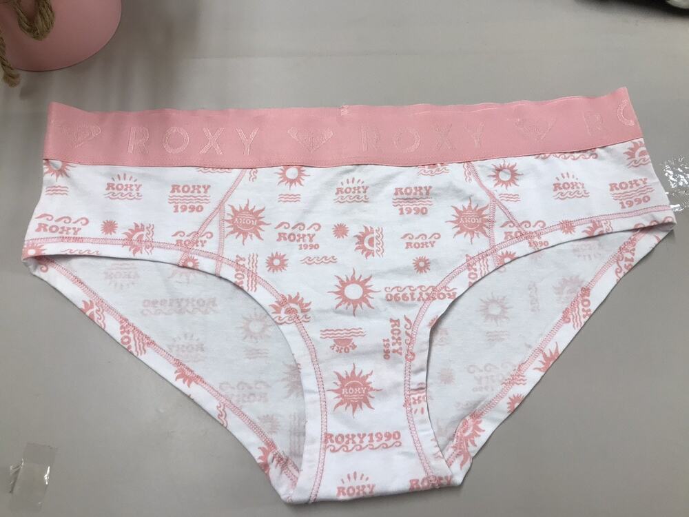 ROXY Women's Hipster Underwear SZ XL X-Large FLORAL ELASTIC WAIST COTTON WHITE